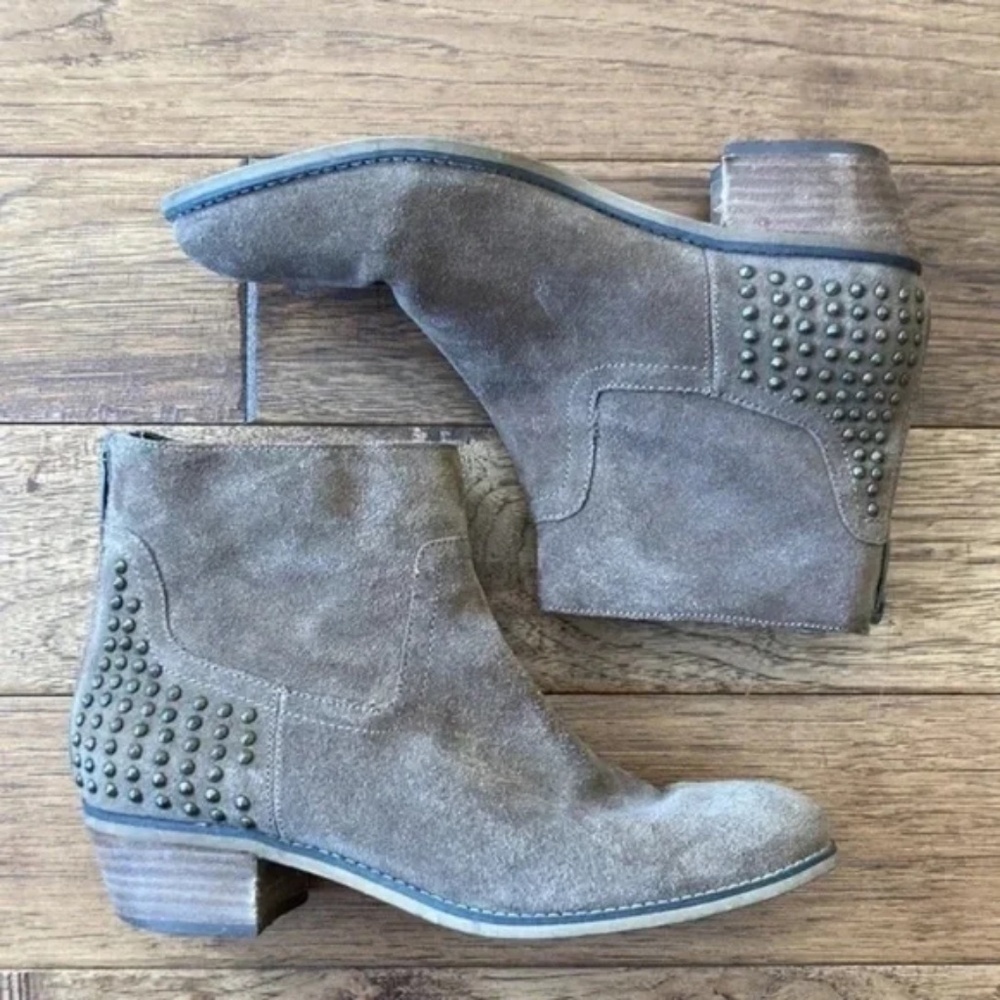 Marc Fisher Zen Studded Suede Ankle Boots Booties Brown Leather Womens Size 8